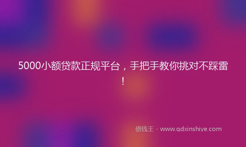 5000小额贷款正规平台，手把手教你挑对不踩雷！