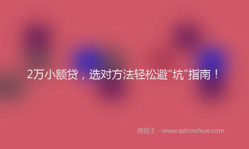 2万小额贷，选对方法轻松避“坑”指南！