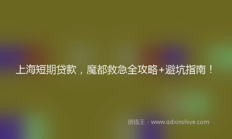 上海短期贷款，魔都救急全攻略+避坑指南！