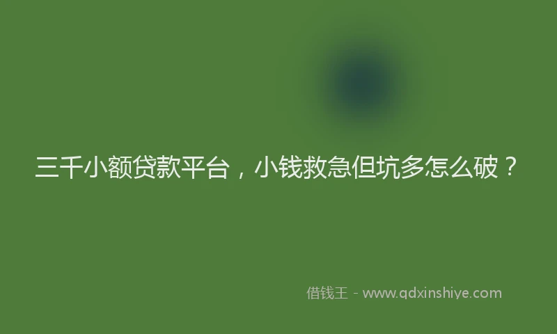 三千小额贷款平台，小钱救急但坑多怎么破？