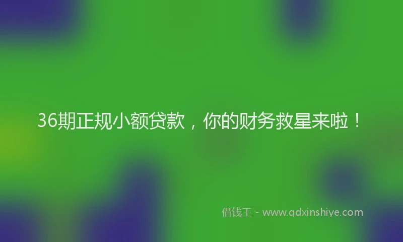 36期正规小额贷款，你的财务救星来啦！