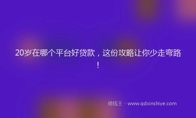20岁在哪个平台好贷款，这份攻略让你少走弯路！