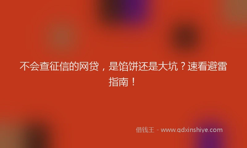 不会查征信的网贷，是馅饼还是大坑？速看避雷指南！