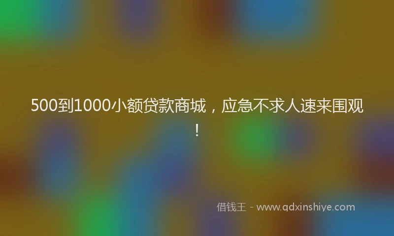 500到1000小额贷款商城，应急不求人速来围观！