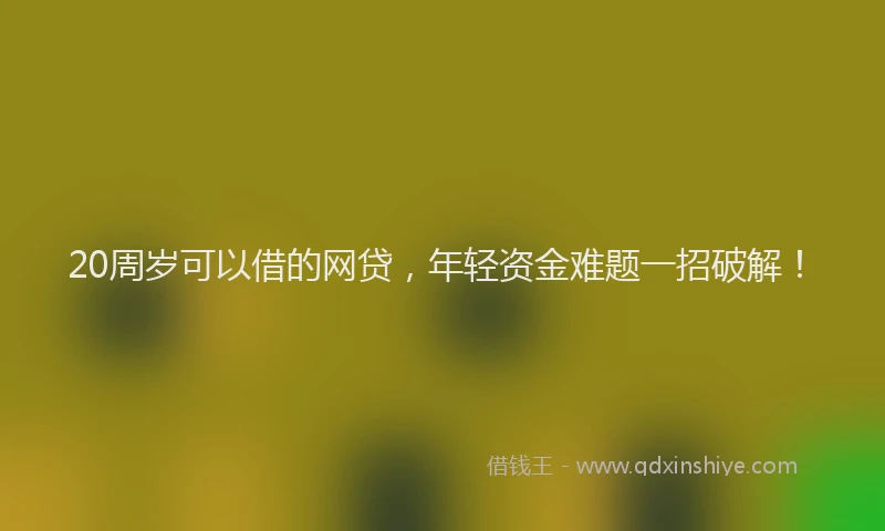 20周岁可以借的网贷,年轻资金难题一招破解!