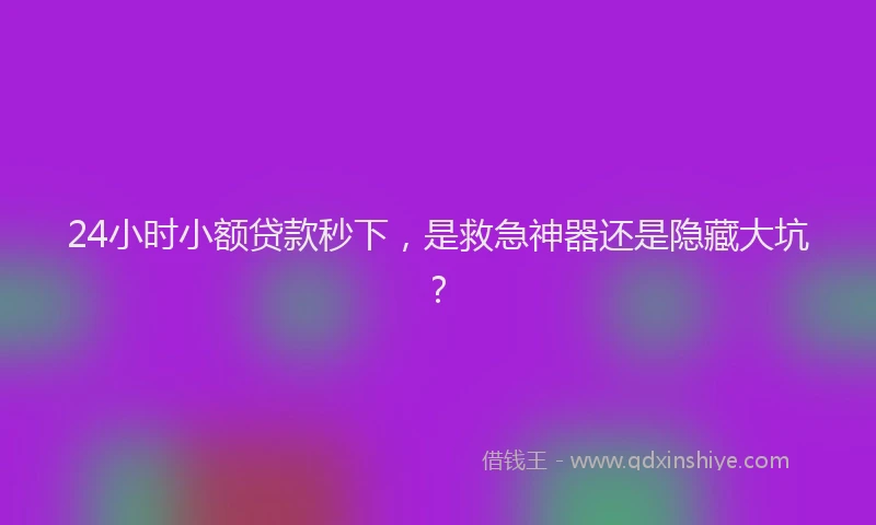 24小时小额贷款秒下，是救急神器还是隐藏大坑？