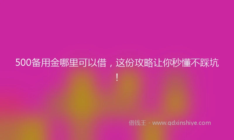 500备用金哪里可以借，这份攻略让你秒懂不踩坑！