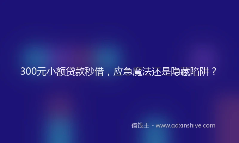 300元小额贷款秒借，应急魔法还是隐藏陷阱？