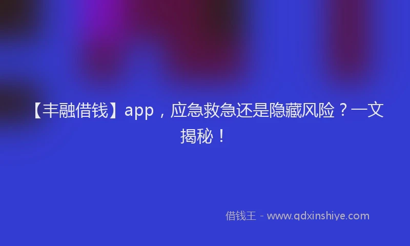 【丰融借钱】app，应急救急还是隐藏风险？一文揭秘！