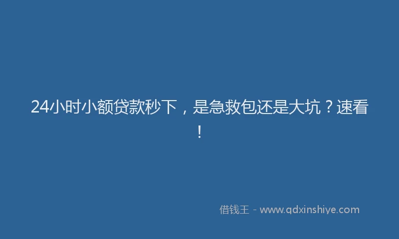 24小时小额贷款秒下，是急救包还是大坑？速看！