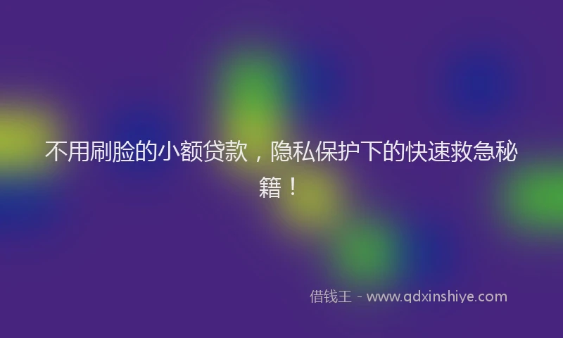 不用刷脸的小额贷款，隐私保护下的快速救急秘籍！