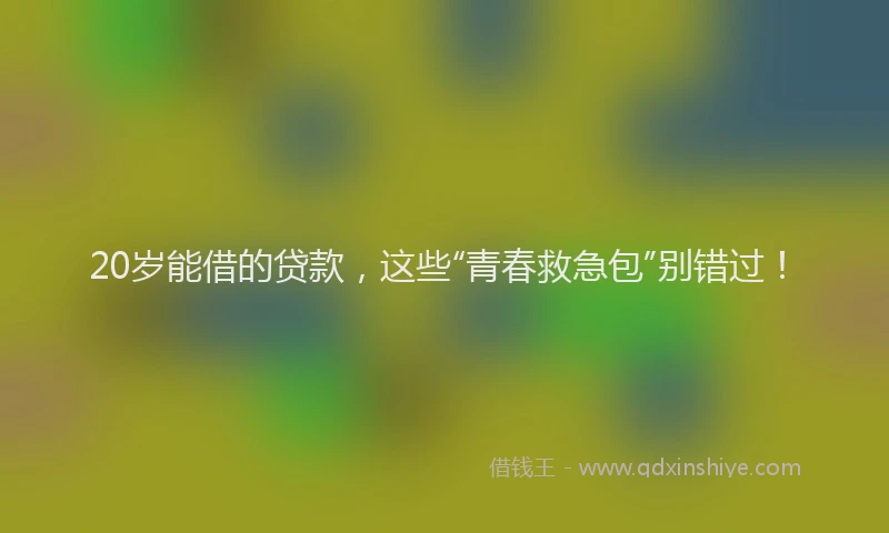 20岁能借的贷款，这些“青春救急包”别错过！