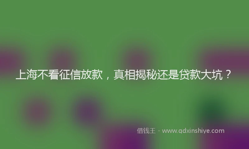 上海不看征信放款，真相揭秘还是贷款大坑？