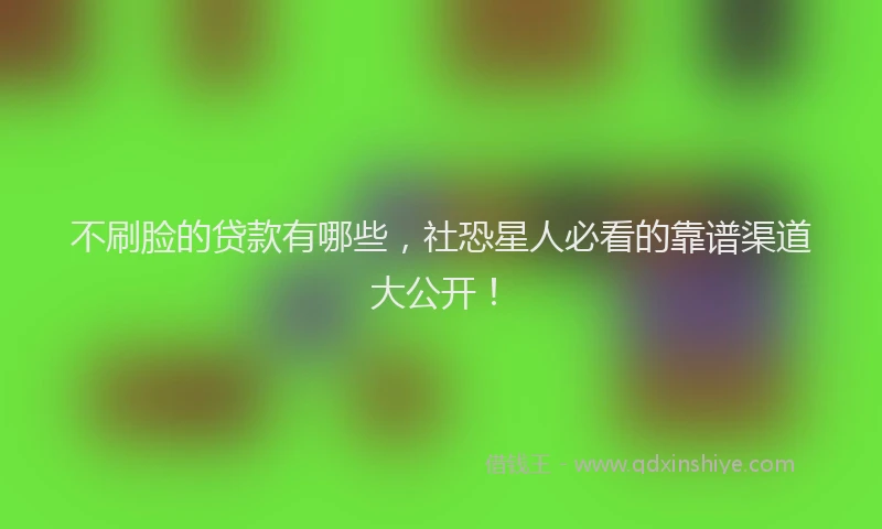 不刷脸的贷款有哪些，社恐星人必看的靠谱渠道大公开！