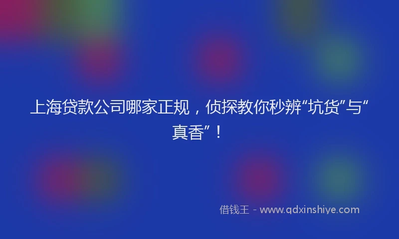 上海贷款公司哪家正规，侦探教你秒辨“坑货”与“真香”！