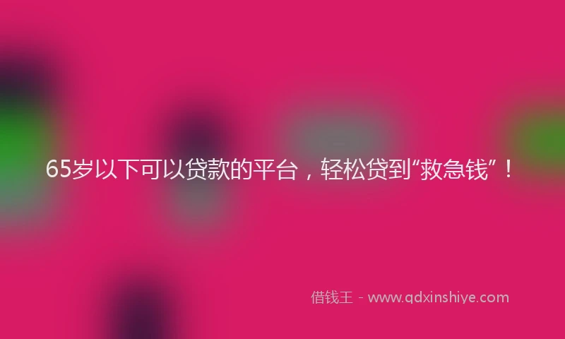 65岁以下可以贷款的平台，轻松贷到“救急钱”！