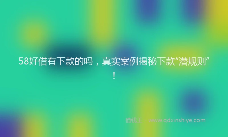 58好借有下款的吗，真实案例揭秘下款“潜规则”！