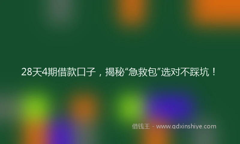 28天4期借款口子，揭秘“急救包”选对不踩坑！