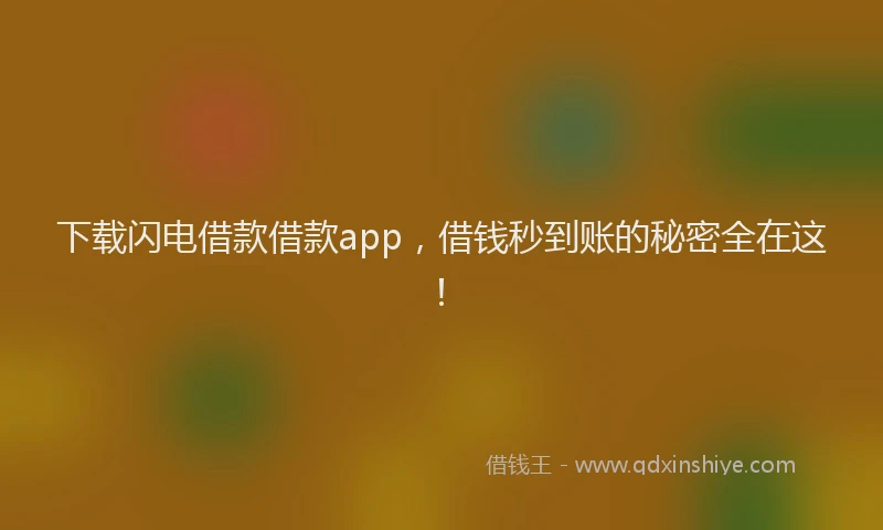 下载闪电借款借款app，借钱秒到账的秘密全在这！