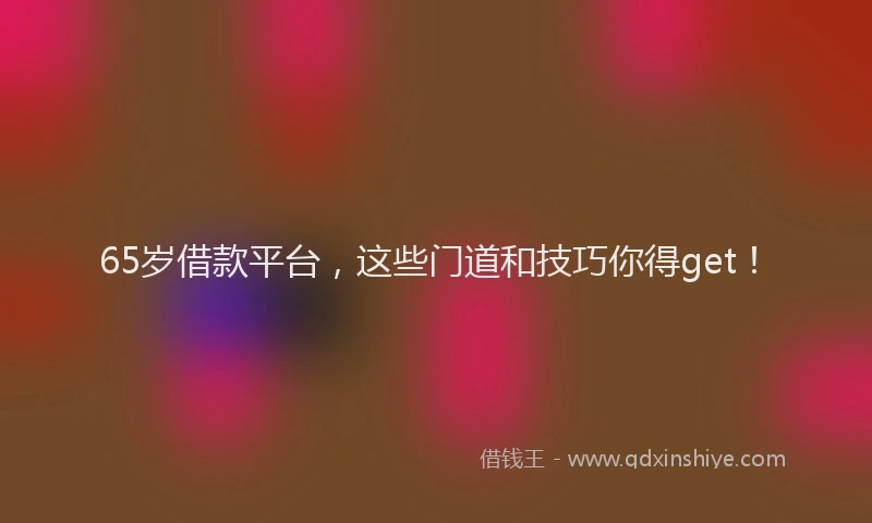 65岁借款平台，这些门道和技巧你得get！