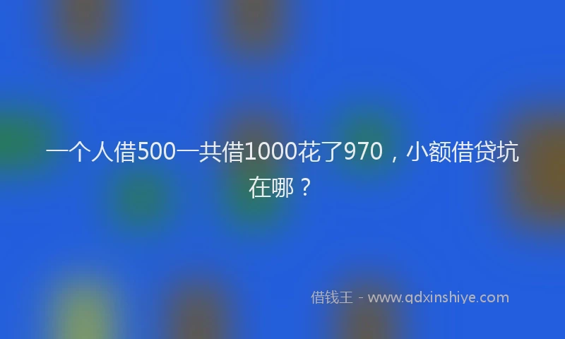 一个人借500一共借1000花了970，小额借贷坑在哪？