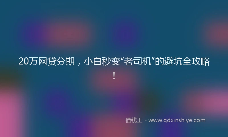 20万网贷分期,小白秒变“老司机”的避坑全攻略!