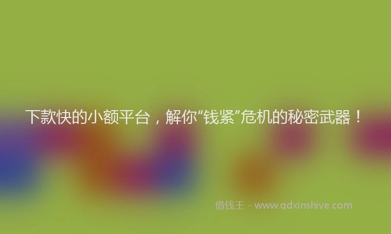 下款快的小额平台，解你“钱紧”危机的秘密武器！