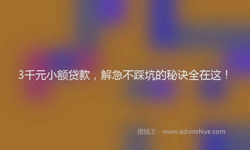 3千元小额贷款，解急不踩坑的秘诀全在这！