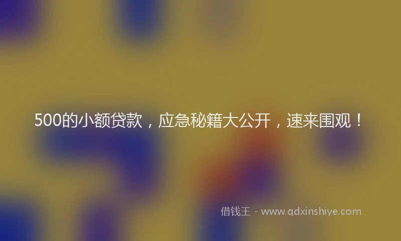 500的小额贷款，应急秘籍大公开，速来围观！