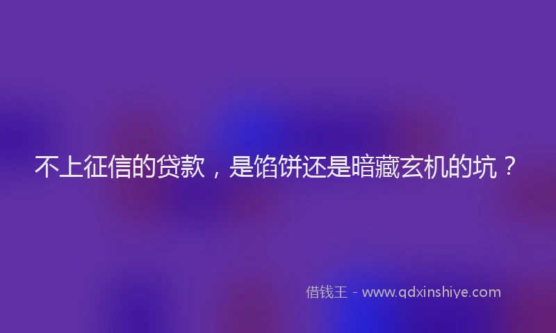 不上征信的贷款，是馅饼还是暗藏玄机的坑？