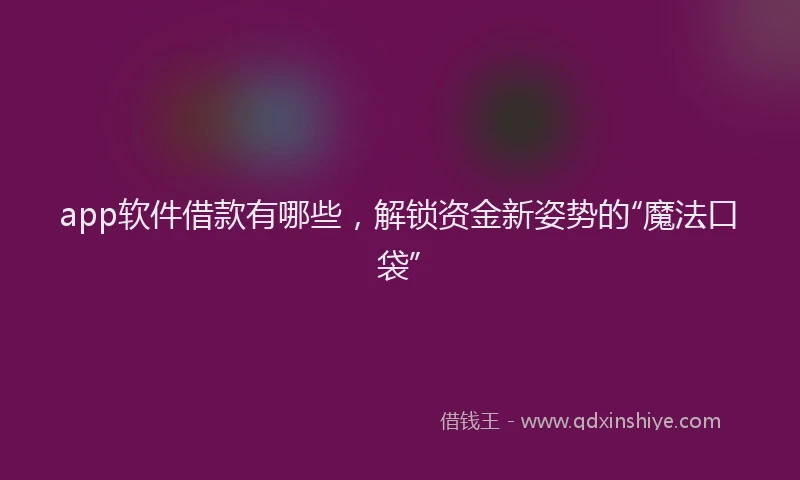 app软件借款有哪些，解锁资金新姿势的“魔法口袋”