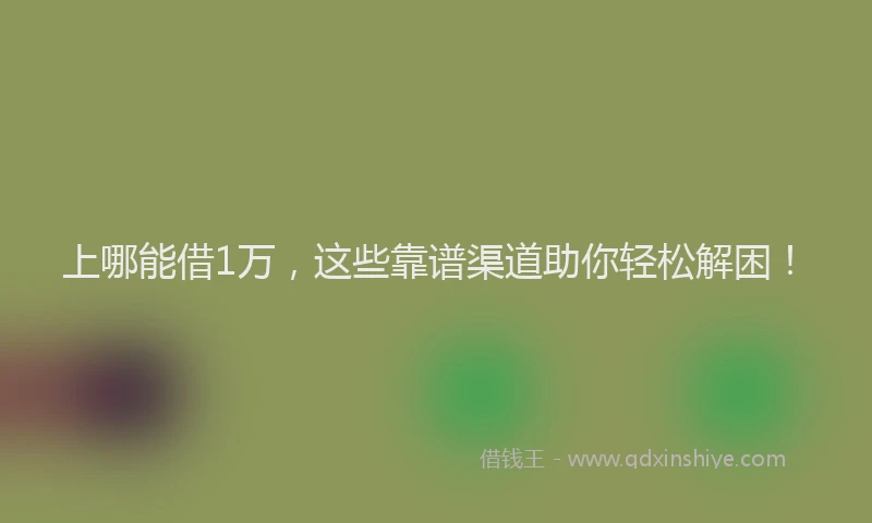 上哪能借1万，这些靠谱渠道助你轻松解困！