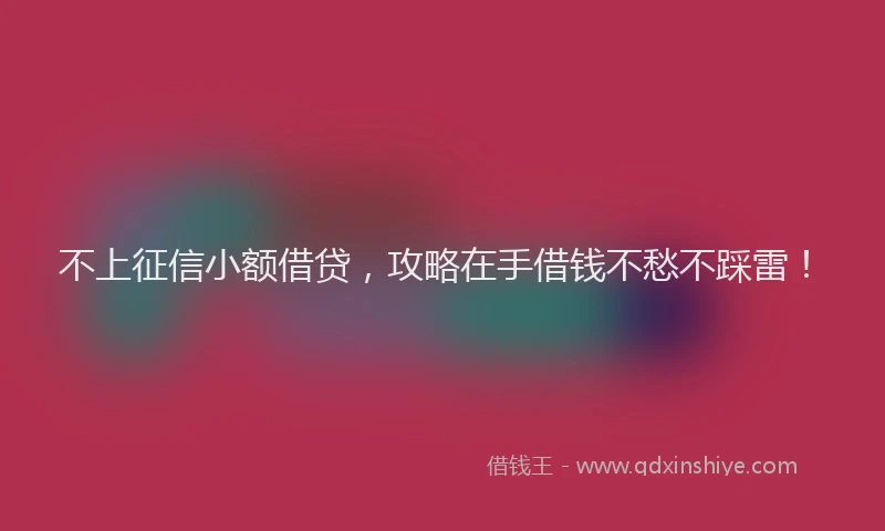 不上征信小额借贷，攻略在手借钱不愁不踩雷！