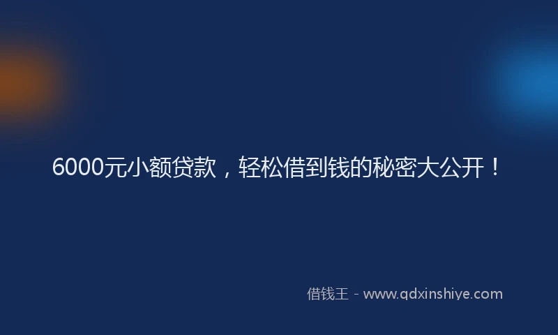 6000元小额贷款，轻松借到钱的秘密大公开！