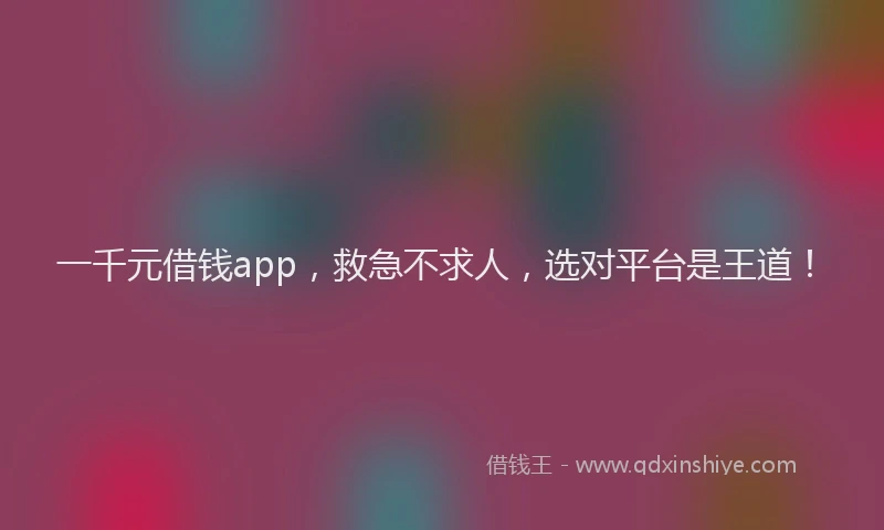 一千元借钱app，救急不求人，选对平台是王道！