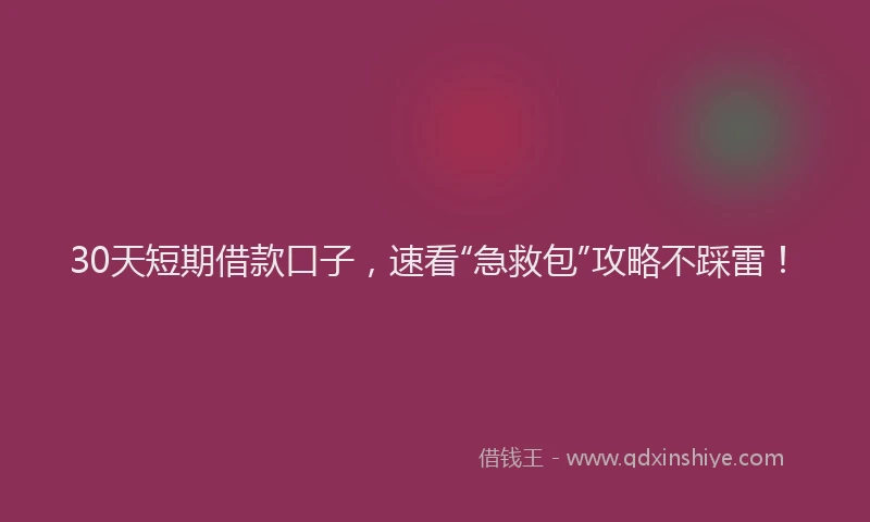 30天短期借款口子，速看“急救包”攻略不踩雷！