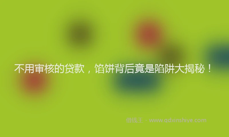 不用审核的贷款，馅饼背后竟是陷阱大揭秘！