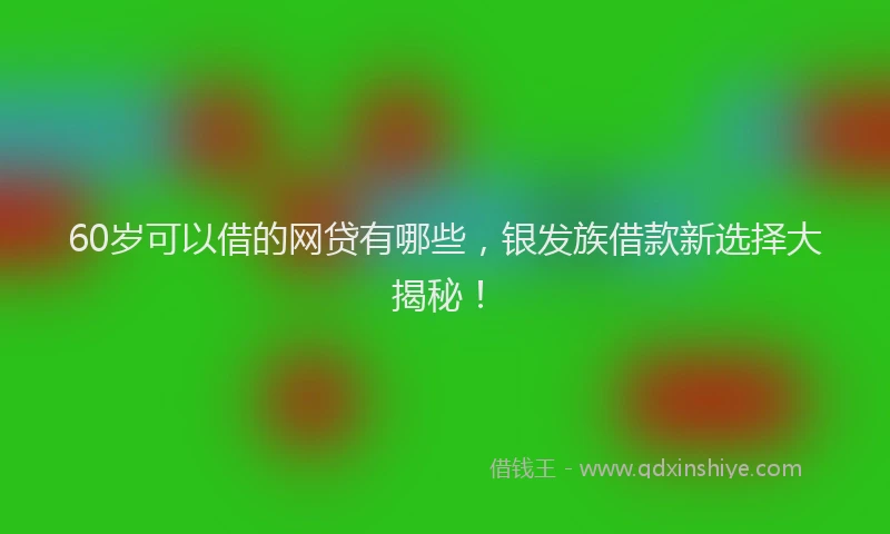 60岁可以借的网贷有哪些,银发族借款新选择大揭秘!