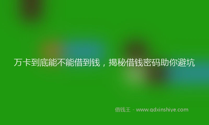 万卡到底能不能借到钱，揭秘借钱密码助你避坑