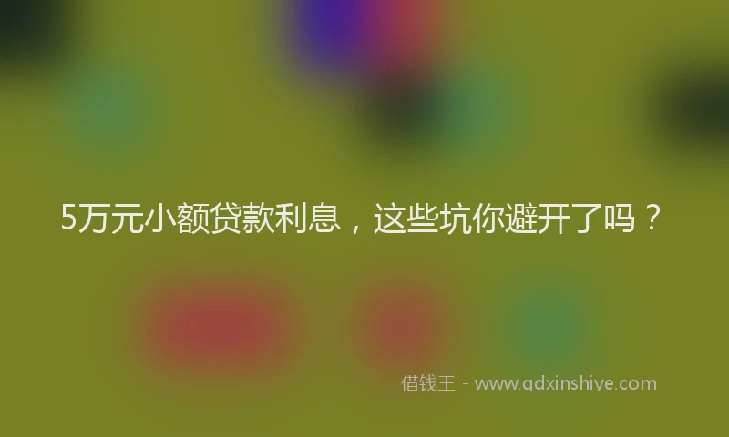 5万元小额贷款利息，这些坑你避开了吗？