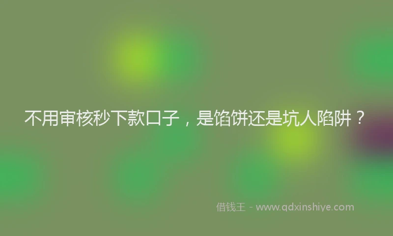 不用审核秒下款口子，是馅饼还是坑人陷阱？