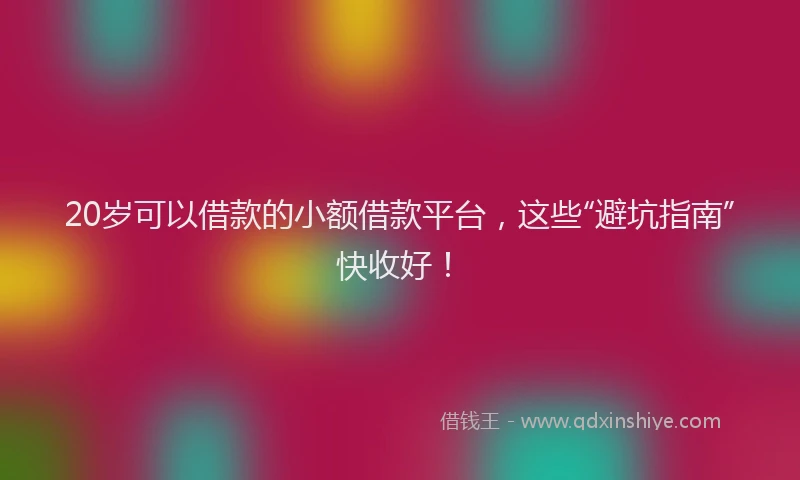 20岁可以借款的小额借款平台，这些“避坑指南”快收好！