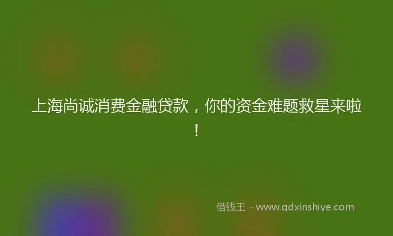 上海尚诚消费金融贷款，你的资金难题救星来啦！