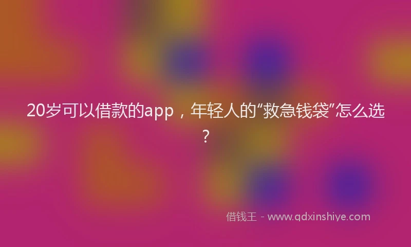 20岁可以借款的app，年轻人的“救急钱袋”怎么选？