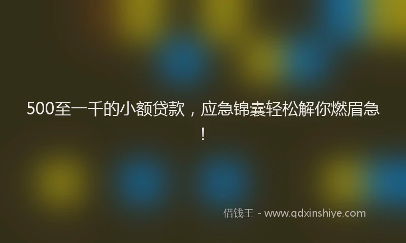 500至一千的小额贷款，应急锦囊轻松解你燃眉急！