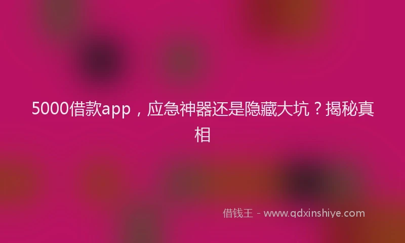 5000借款app，应急神器还是隐藏大坑？揭秘真相