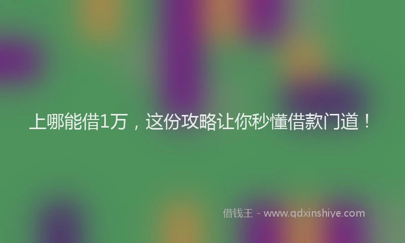上哪能借1万，这份攻略让你秒懂借款门道！
