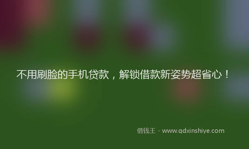 不用刷脸的手机贷款，解锁借款新姿势超省心！