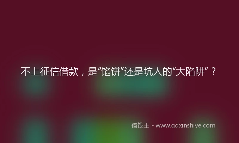 不上征信借款，是“馅饼”还是坑人的“大陷阱”？
