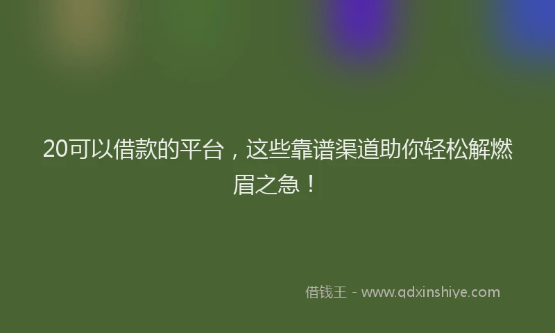 20可以借款的平台,这些靠谱渠道助你轻松解燃眉之急!